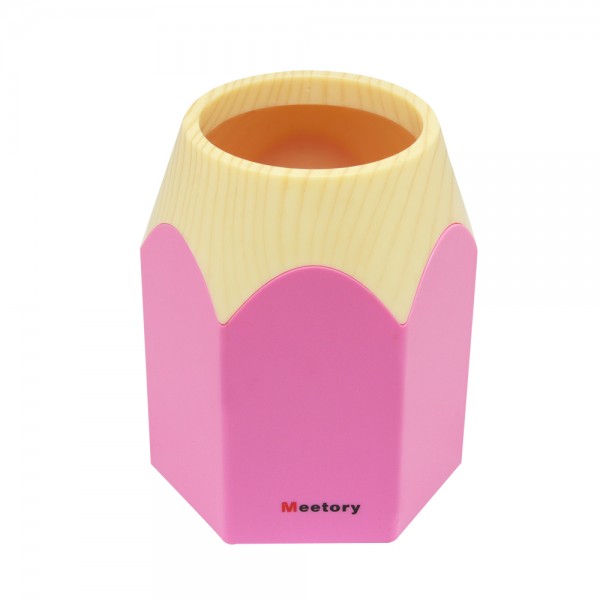 Meetory Creative Pencil Tip Design Pen Holder Vase Office Home Desk Tidy Plastic Craft Gift Pink