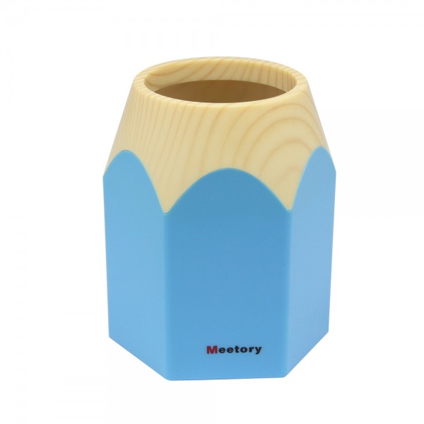 Meetory Creative Pencil Tip Design Pen Holder Vase Office Home Desk Tidy Plastic Craft Gift Blue