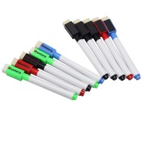 Meetory 10X  2 in 1 Magnetic White Board Drawing Pen Drywipe Easy Wipe with Eraser for School Office Home Use Colorful