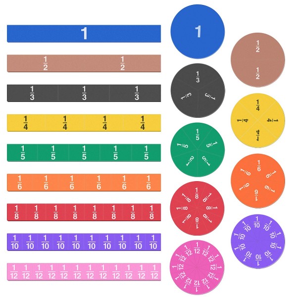 Meetory 102 Pcs Magnetic Fraction Tiles & Fraction Circles - Math Manipulatives for Preschool Elementary School Learning Educational Resources Early Math Skills