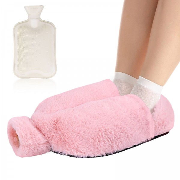 Meetory Foot Warmer Hot Water Bottle, 2L Hot Water Bottle for Feet, Foot Warmers for Women for Foot Warming, Pain Relief, Hot and Cold Therapy, Feet Warmers Suitable for Feet Size 35-45 (Pink)